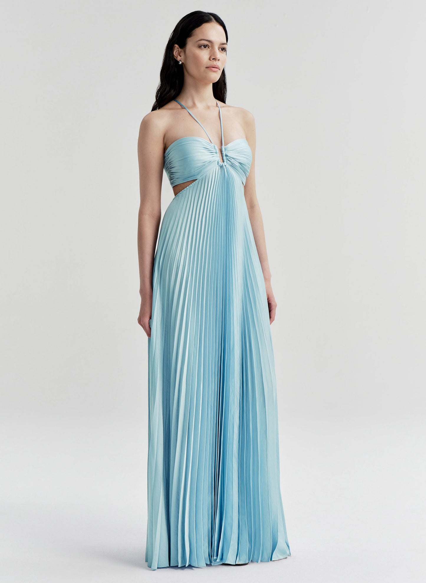 Robe longue plissée en satin Cromos Moira