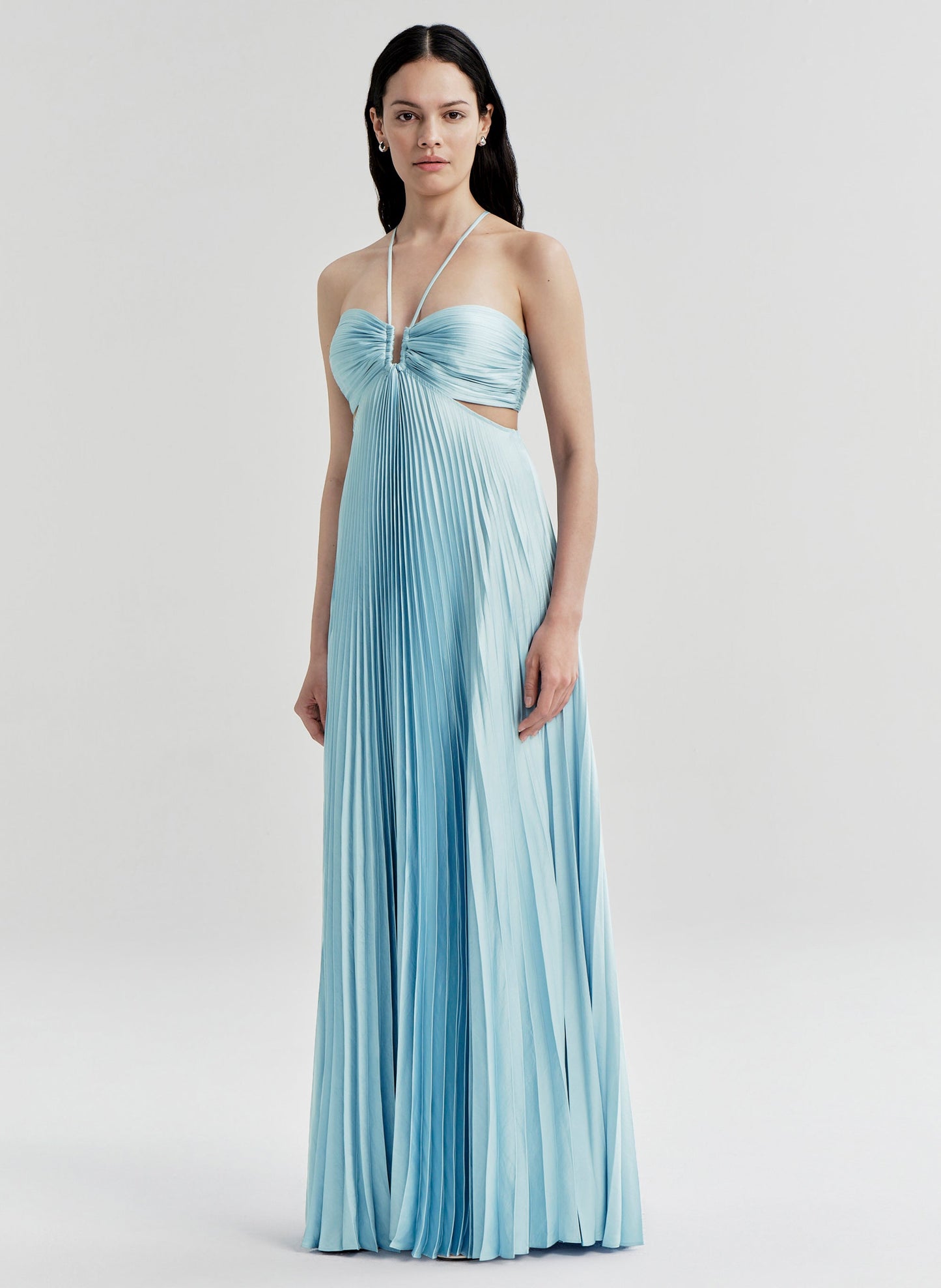 Robe longue plissée en satin Cromos Moira