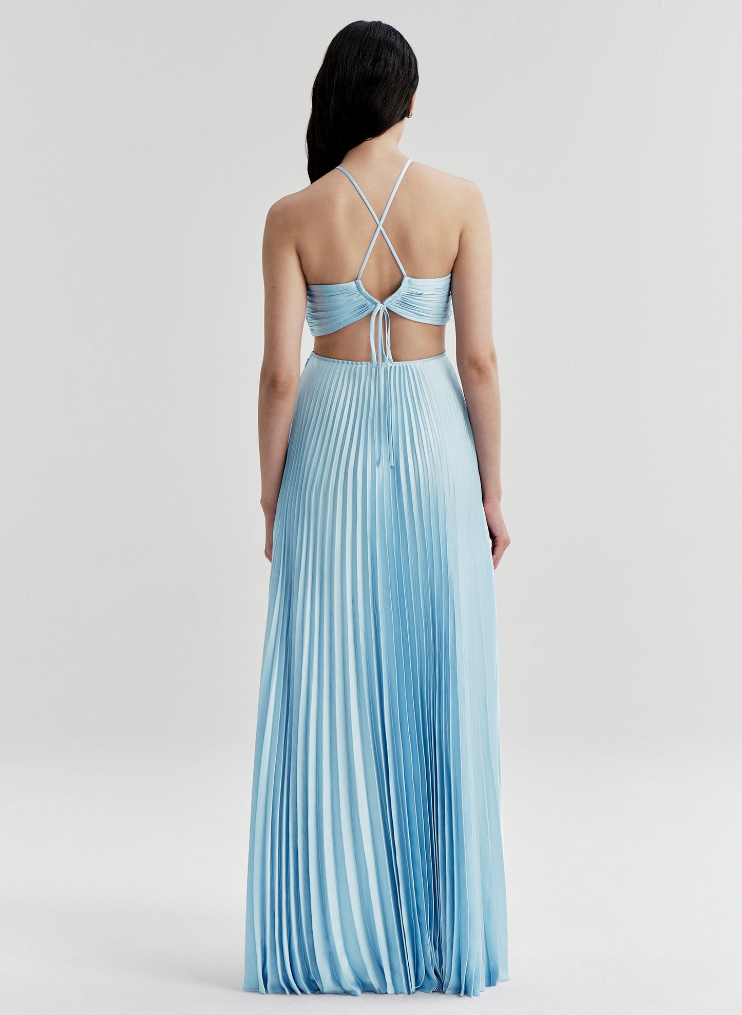 Robe longue plissée en satin Cromos Moira