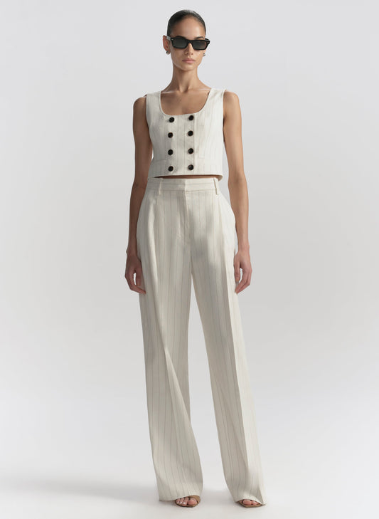 Pantalon à fines rayures en lin Cromos Winston