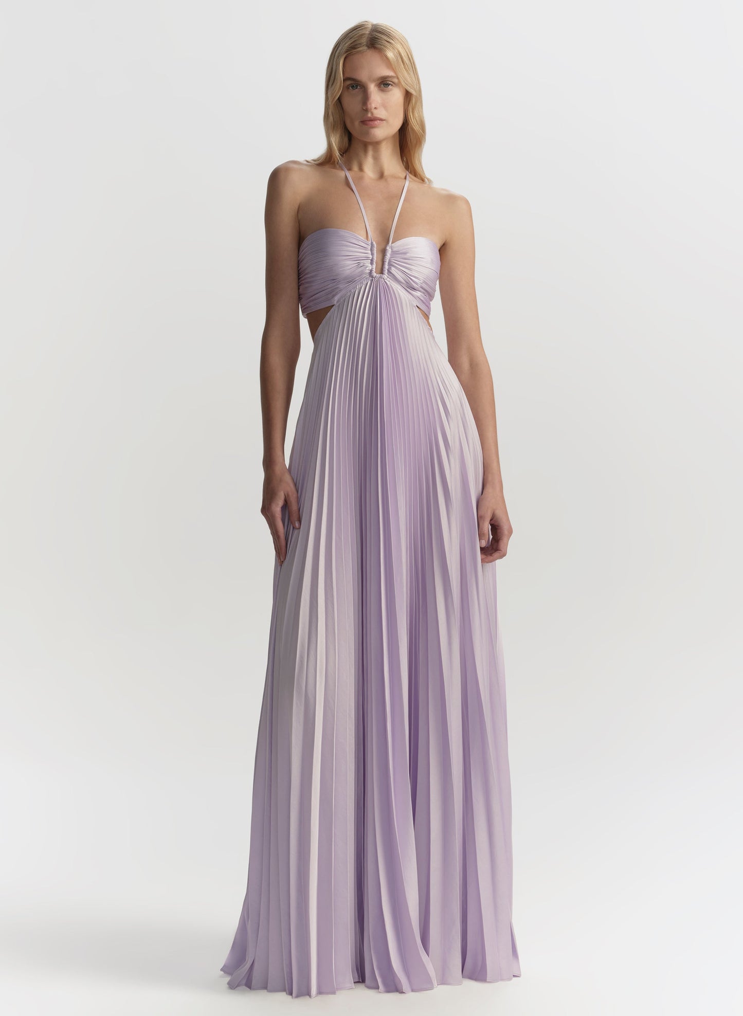 Robe longue plissée en satin Cromos Moira