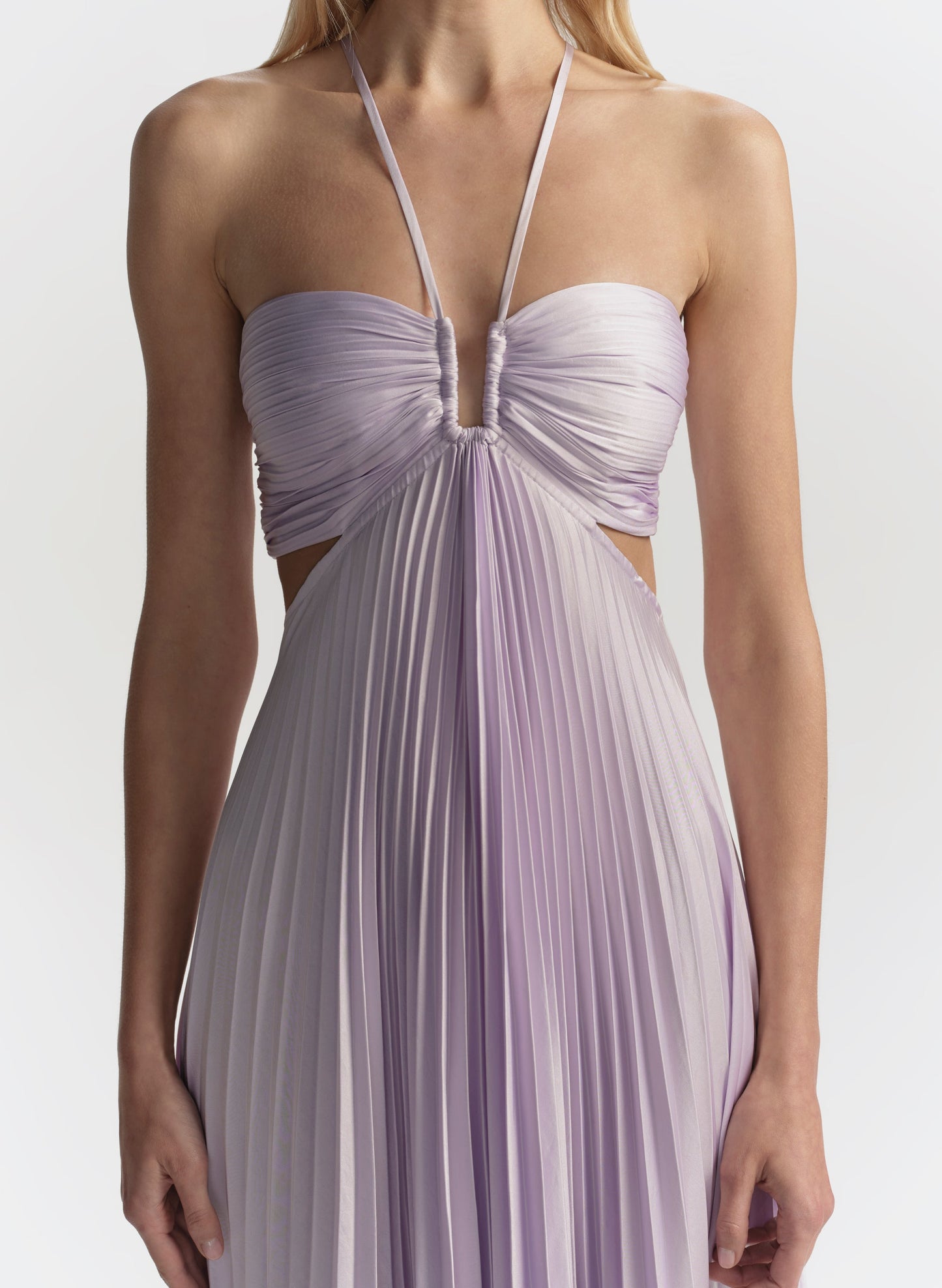 Robe longue plissée en satin Cromos Moira