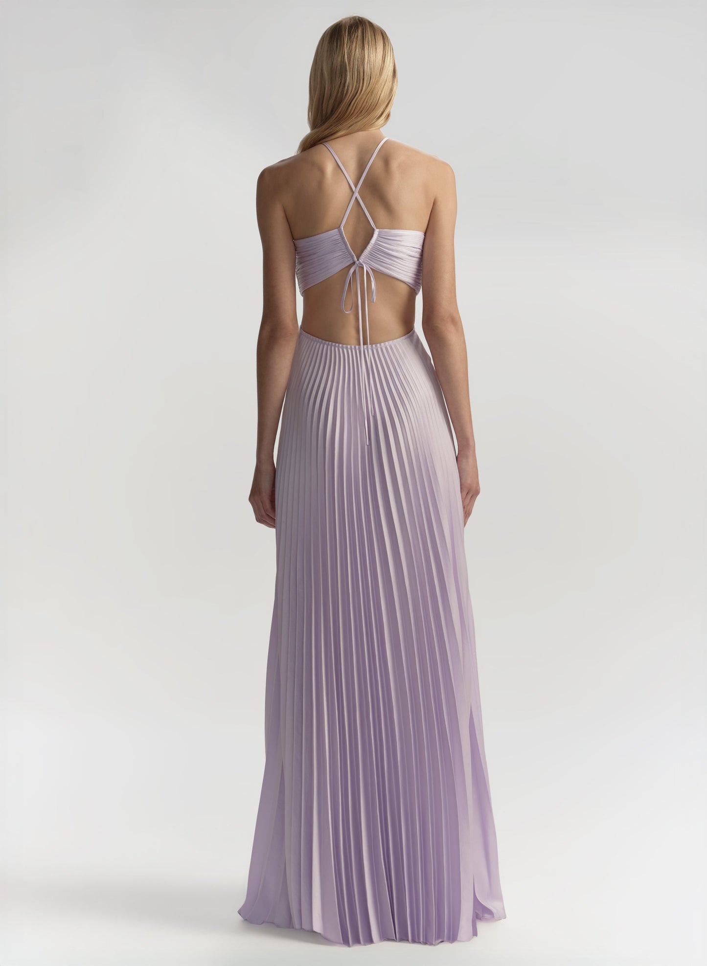 Robe longue plissée en satin Cromos Moira