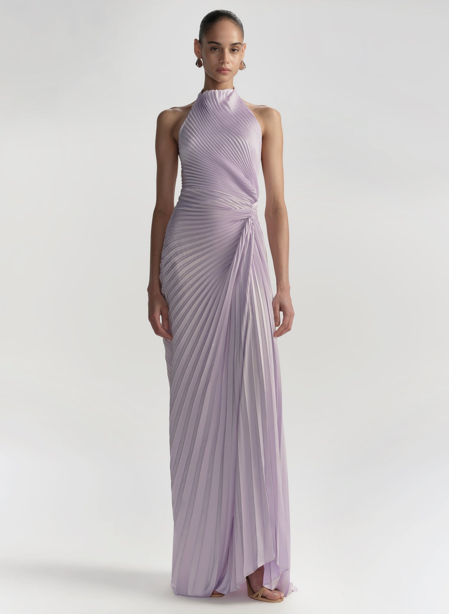 Robe de soirée plissée en satin Cromos Romy