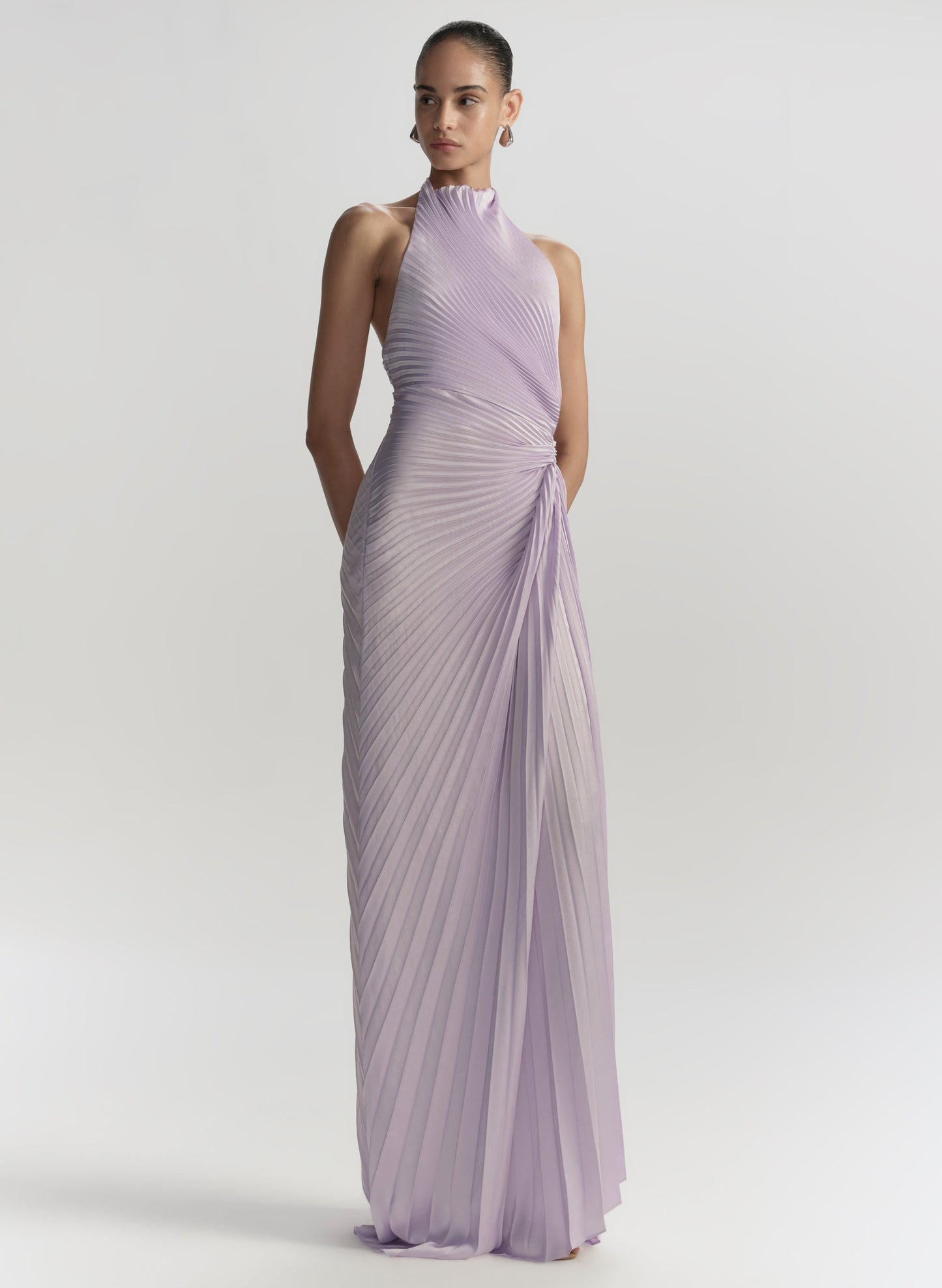 Robe de soirée plissée en satin Cromos Romy