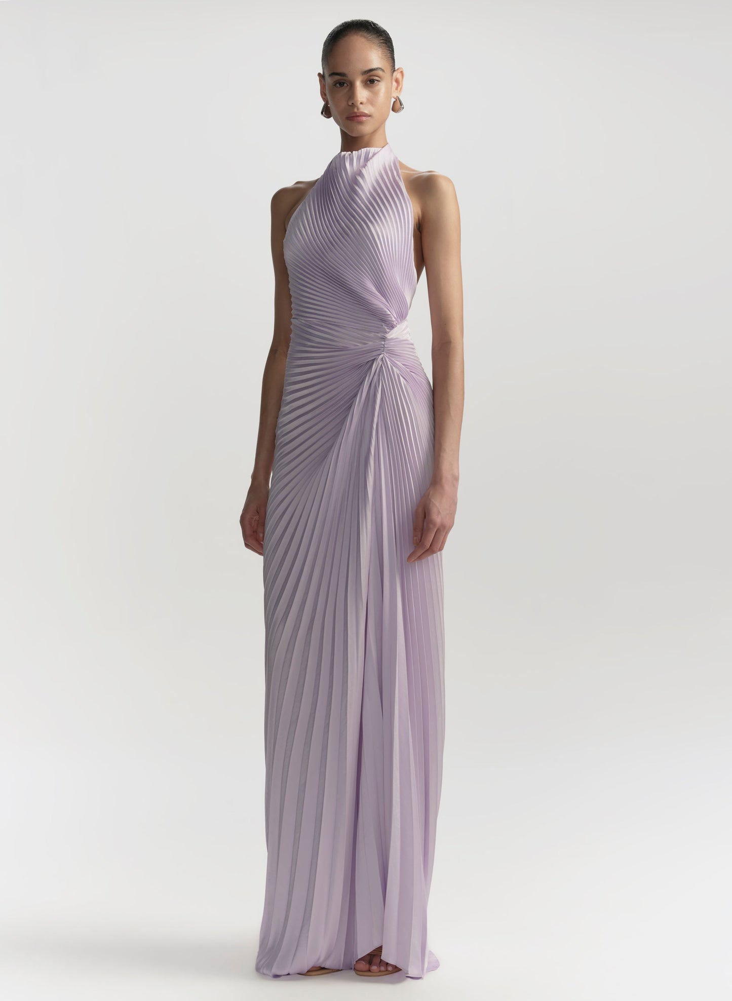 Robe de soirée plissée en satin Cromos Romy