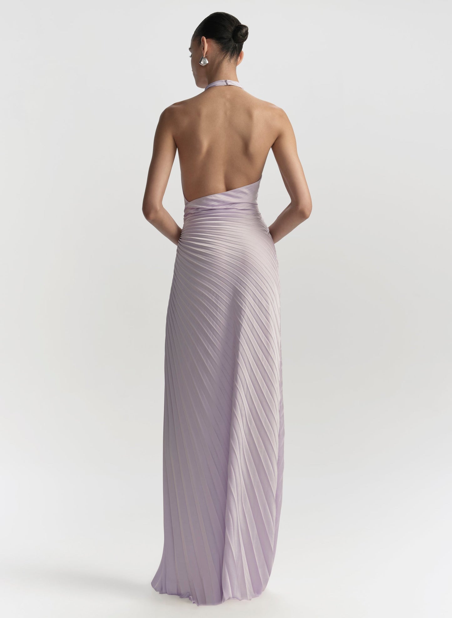 Robe de soirée plissée en satin Cromos Romy