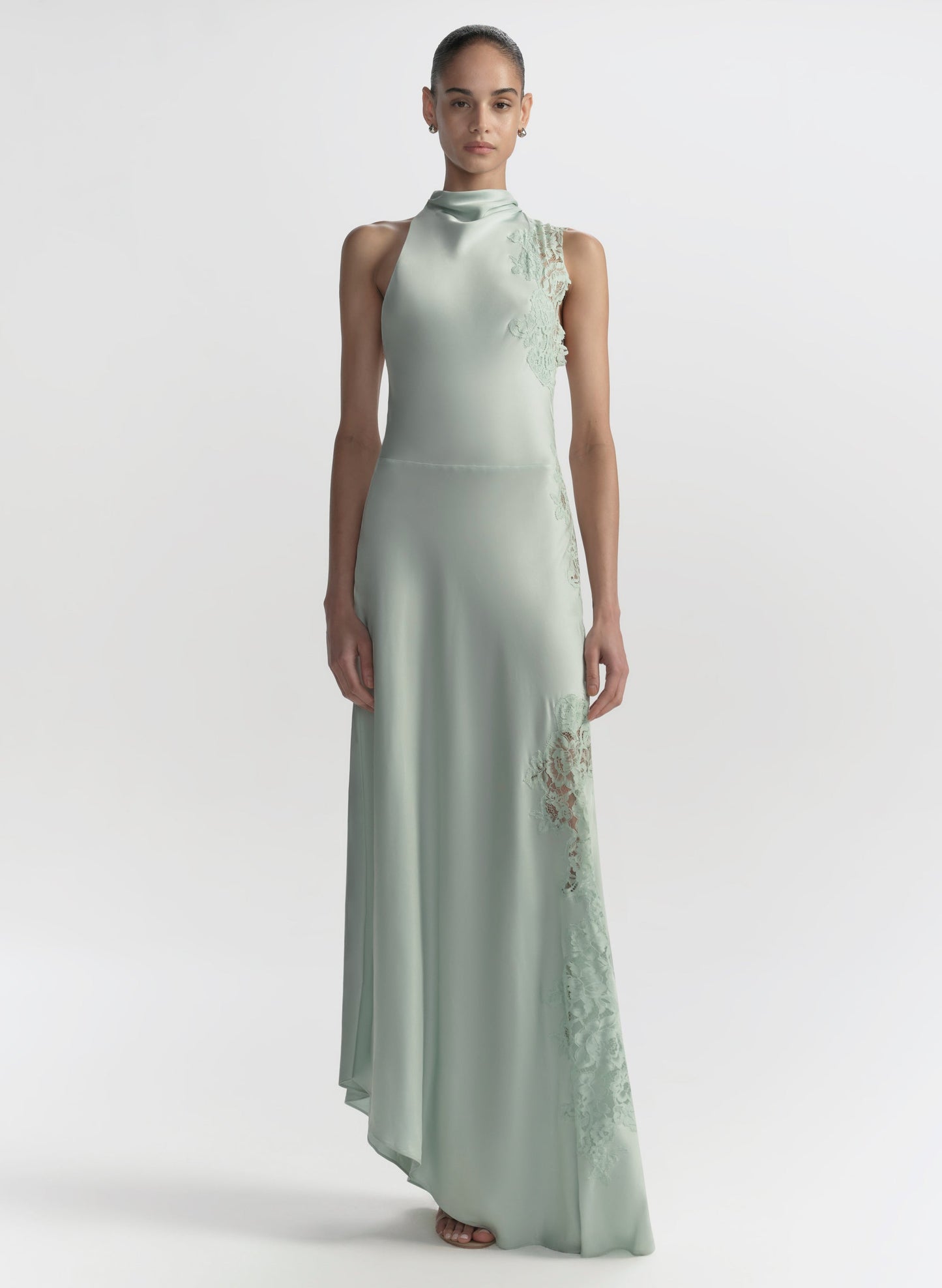 Robe longue Cromos Joséphine en satin et dentelle