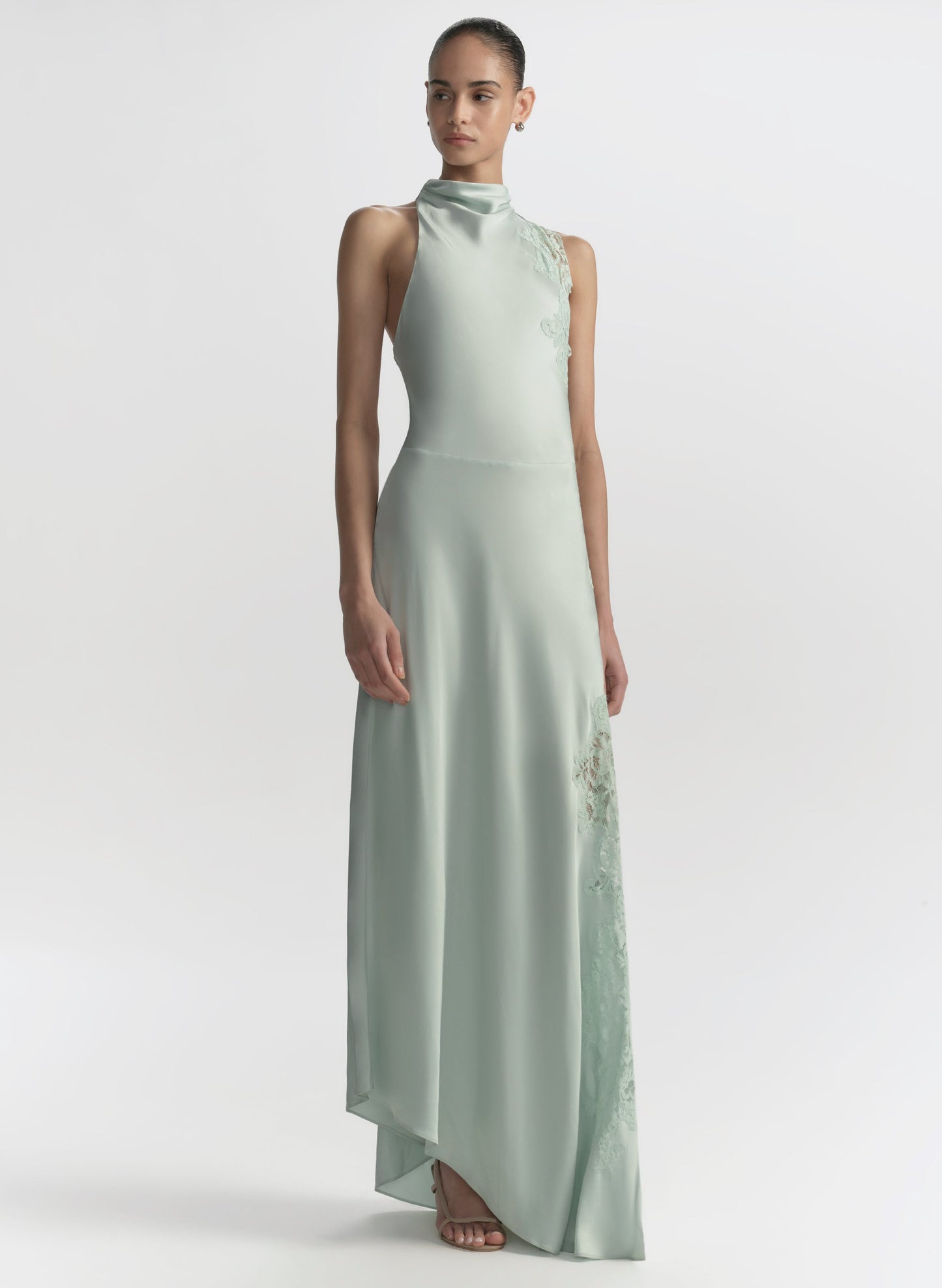 Robe longue Cromos Joséphine en satin et dentelle