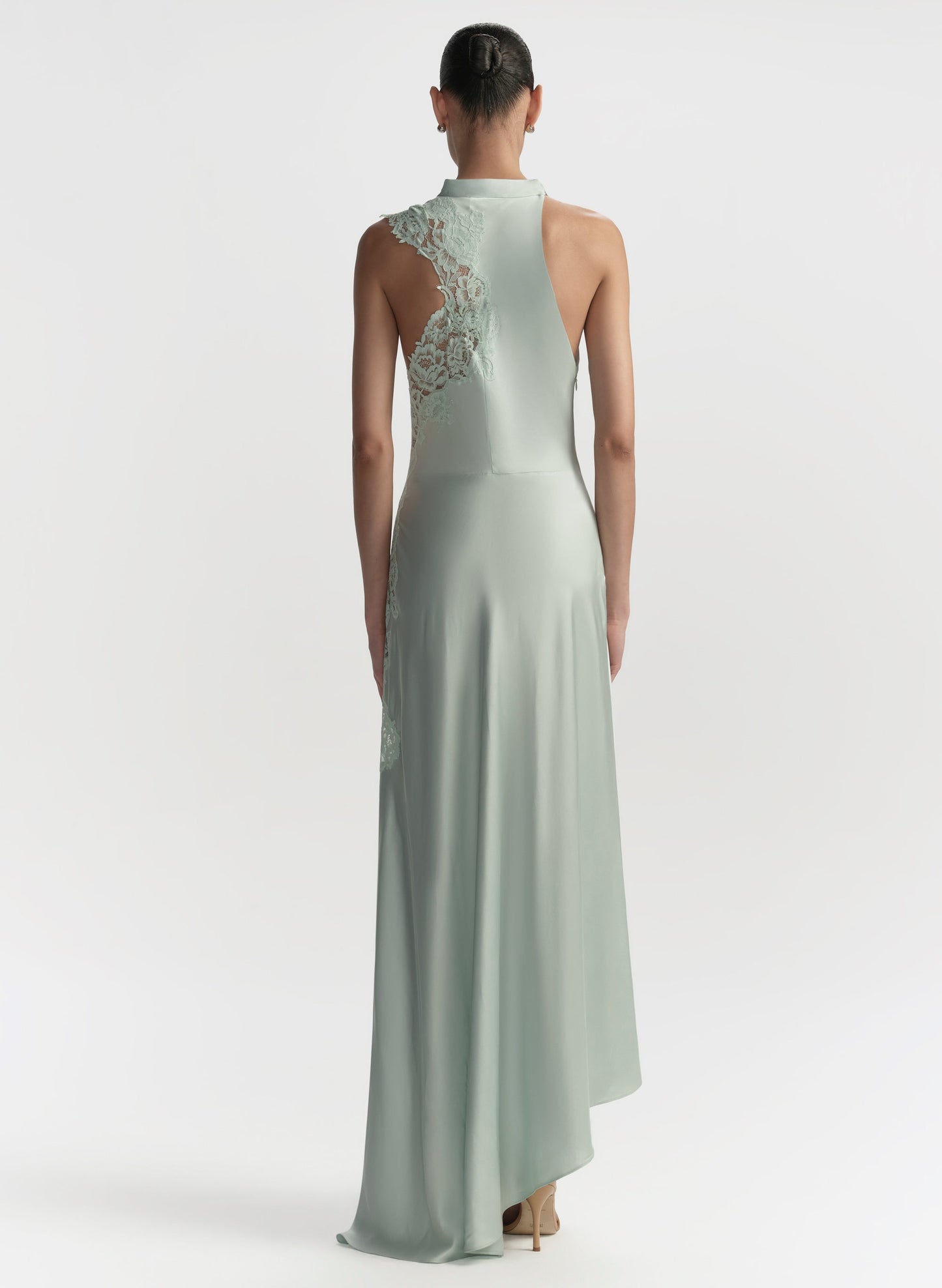 Robe longue Cromos Joséphine en satin et dentelle