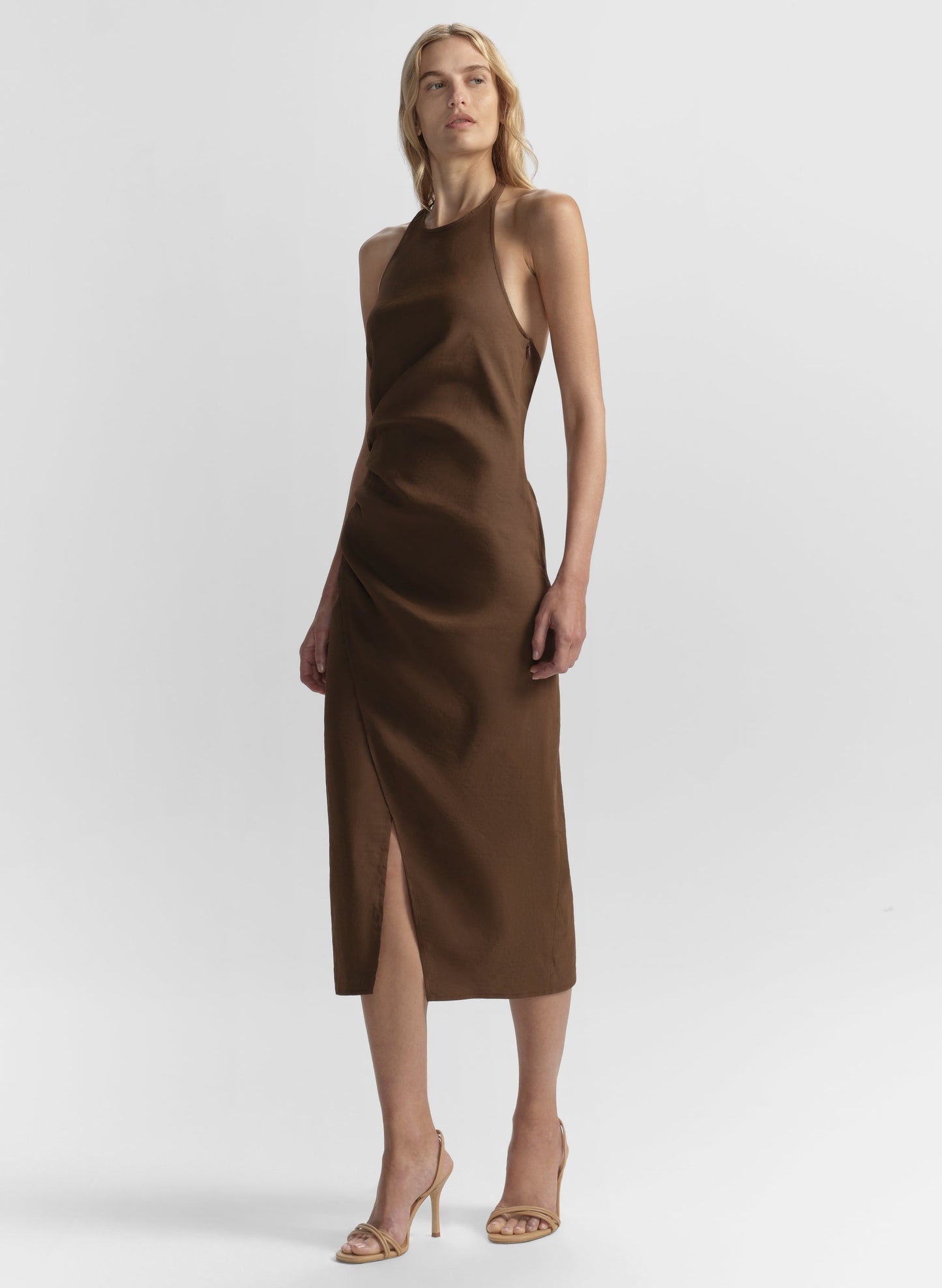 Robe midi dos nu en lin Sylvie de Cromos
