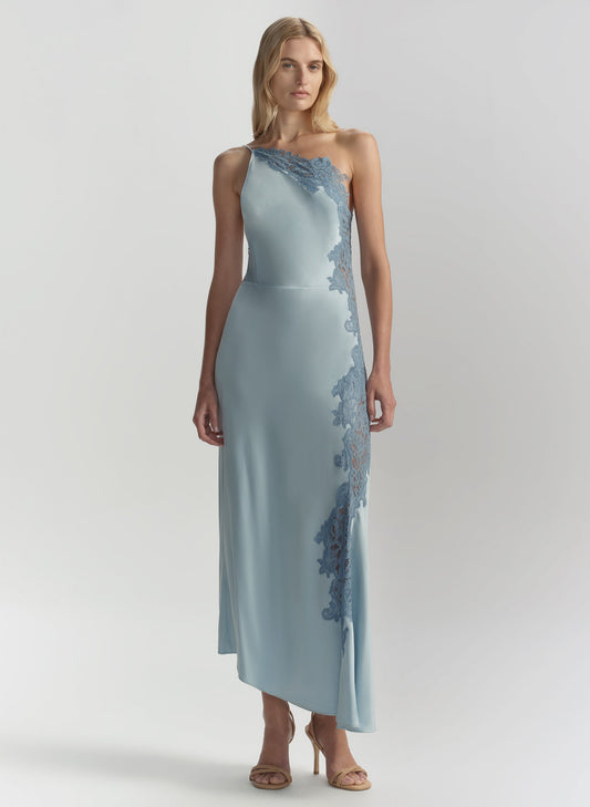 Robe midi en satin et dentelle Cromos Lou