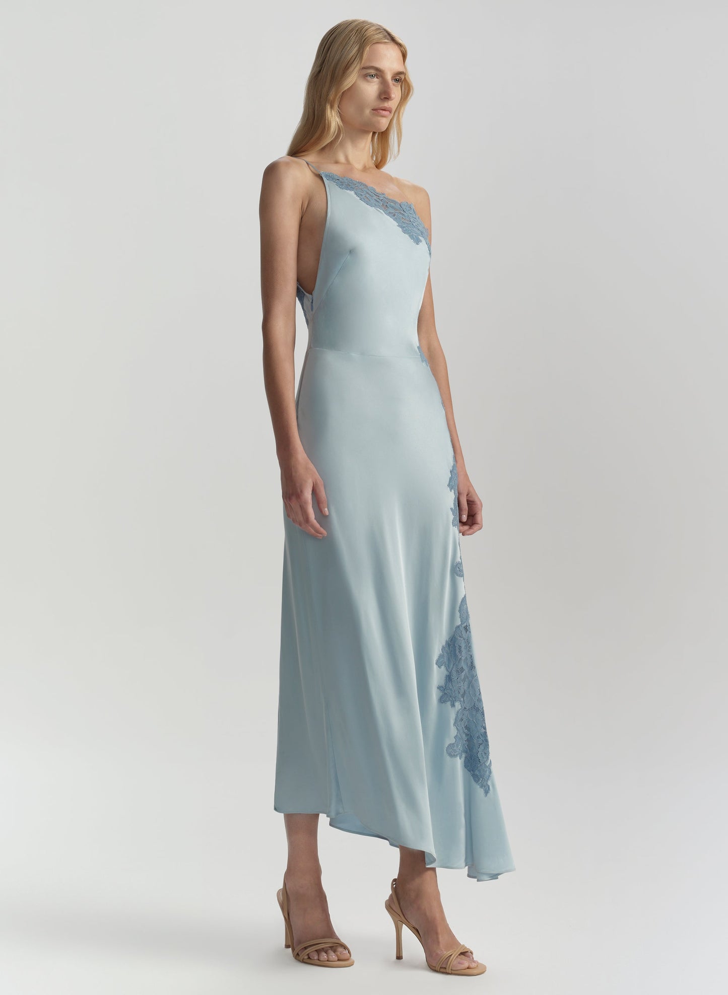 Robe midi en satin et dentelle Cromos Lou