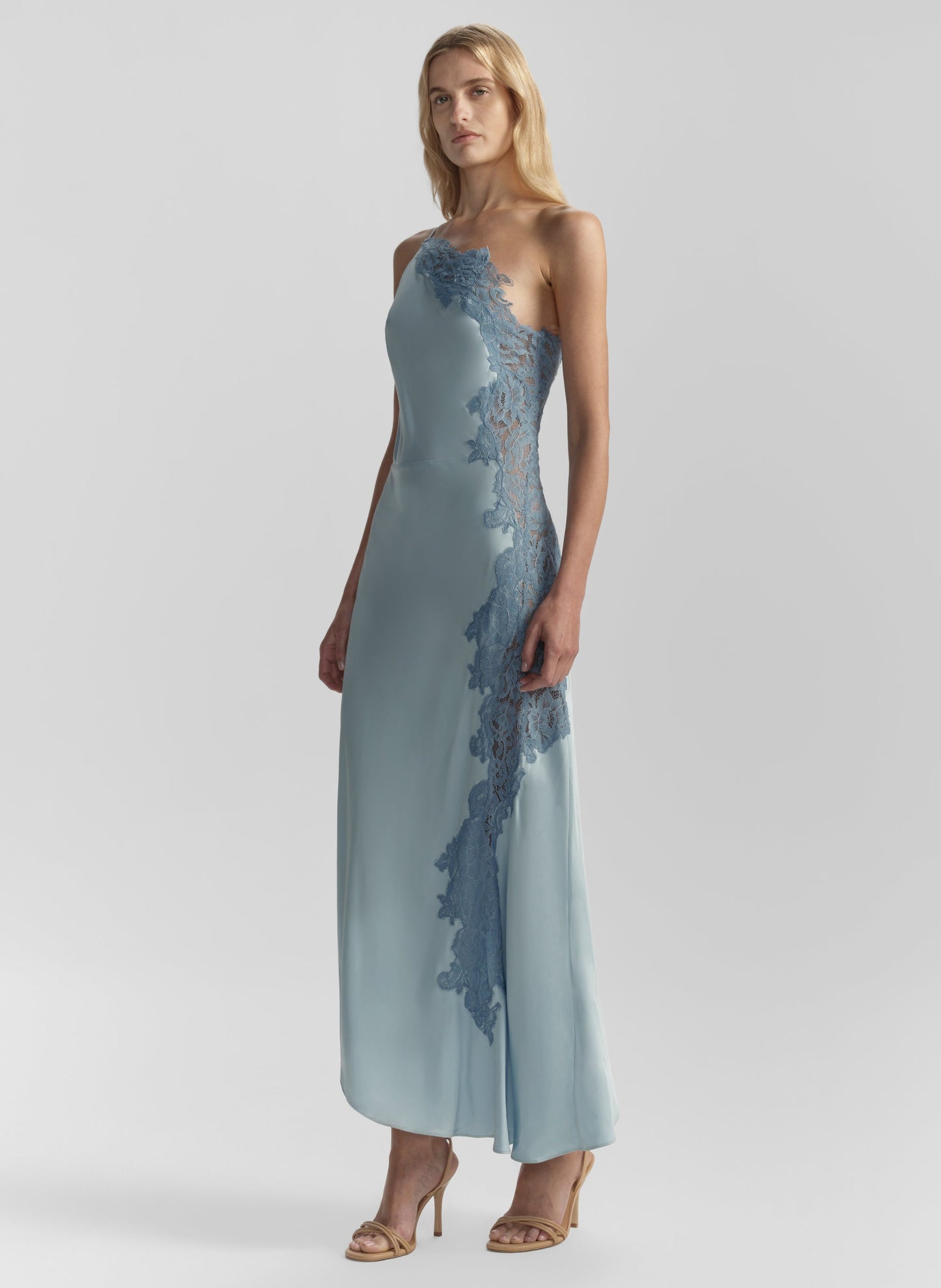 Robe midi en satin et dentelle Cromos Lou