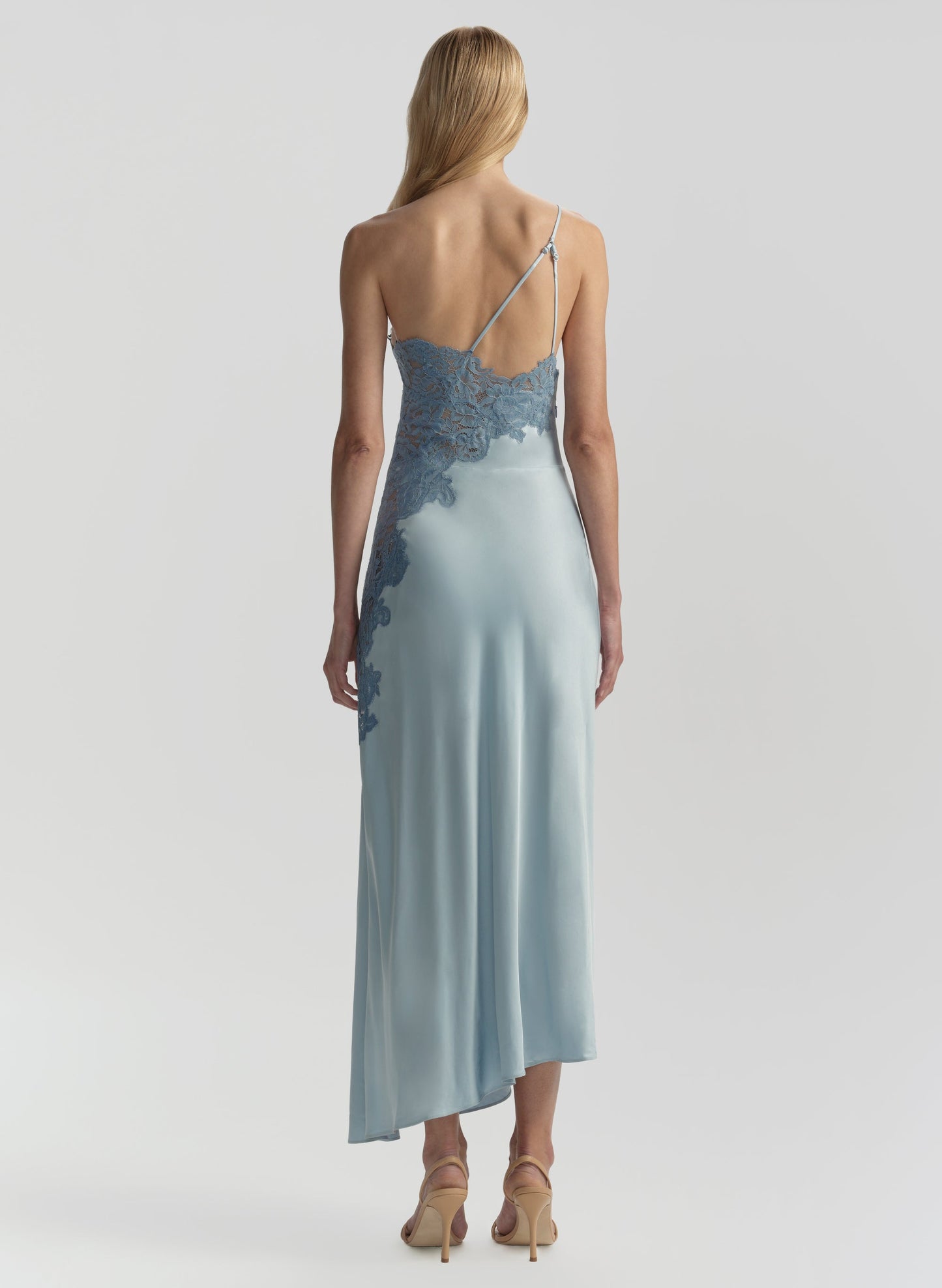 Robe midi en satin et dentelle Cromos Lou