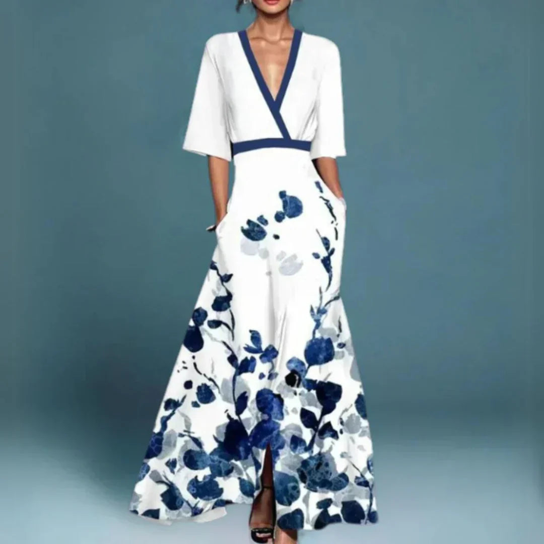 Cromos | Robe Longue Fleurie Jill Femme Élégante Chic – Maxi Dress Bohème Été Premium Confort & Style