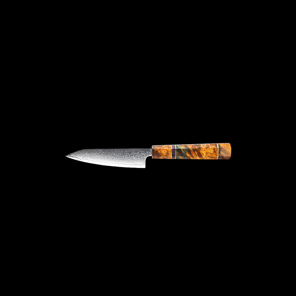 Cromos | Mahou Damascus Petty Knife – Couteau d’Office Japonais Premium en Acier Damas Haute Précision pour Découpe Fine