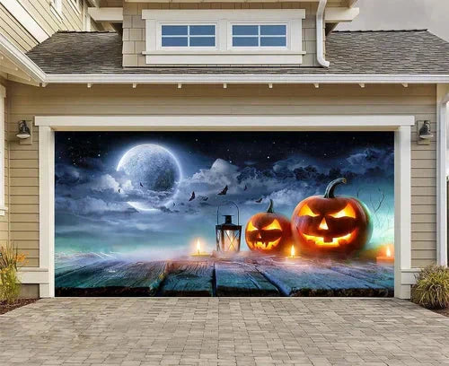 Cromos | Décoration de Porte de Garage Halloween – Housse Décorative Festive Effet Hanté pour Garage