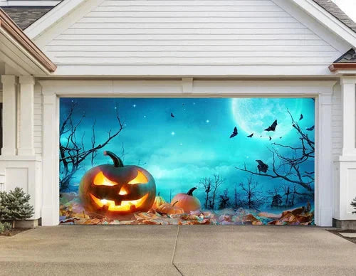 Cromos | Décoration de Porte de Garage Halloween – Housse Décorative Festive Effet Hanté pour Garage