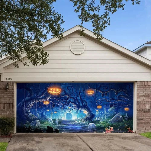 Cromos | Décoration de Porte de Garage Halloween – Housse Décorative Festive Effet Hanté pour Garage