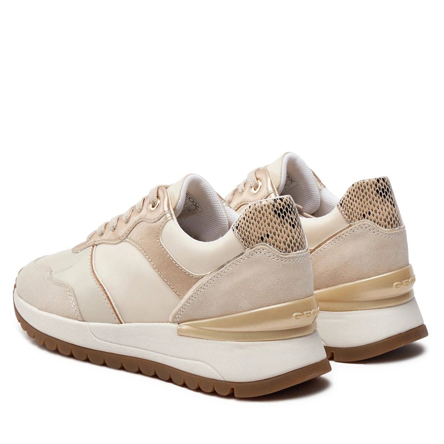 Baskets pour femmes Cromos Geox, couleur sable clair, modèle B en daim et nylon, référence D4500B 022FU C5322