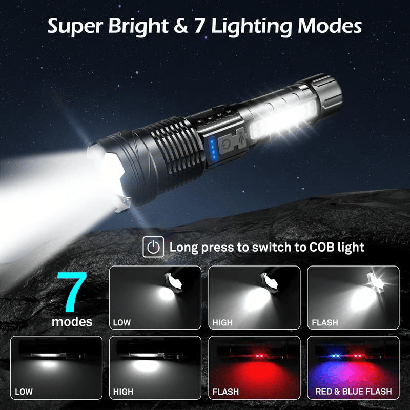 Lampe de poche laser blanche avec éclairage extérieur et lumière de travail latérale COB | Cromos