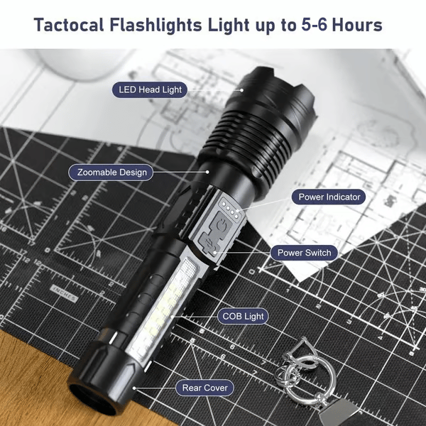 Lampe de poche laser blanche avec éclairage extérieur et lumière de travail latérale COB | Cromos