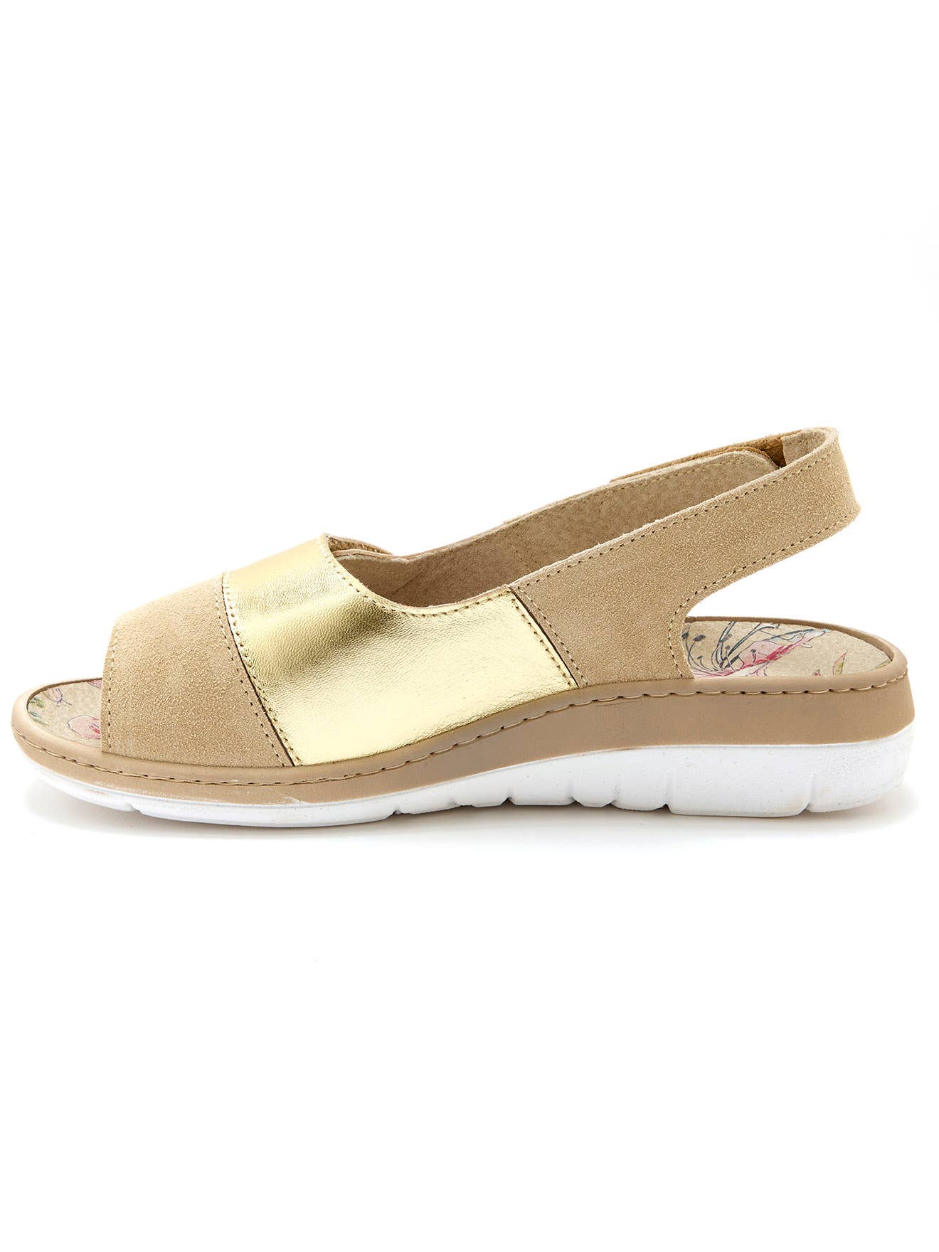 Sandales Cromos en cuir véritable avec fermeture Velcro et détails dorés