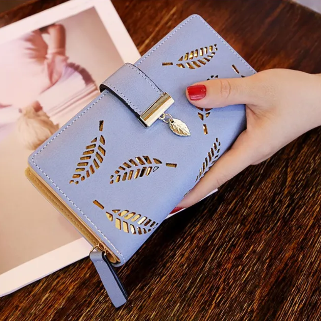Cromos | Portefeuille en cuir à feuilles dorées élégant design raffiné luxe moderne