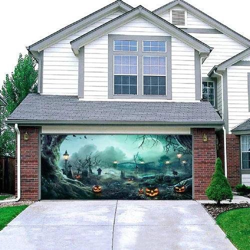 Cromos | Décoration de Porte de Garage Halloween – Housse Décorative Festive Effet Hanté pour Garage