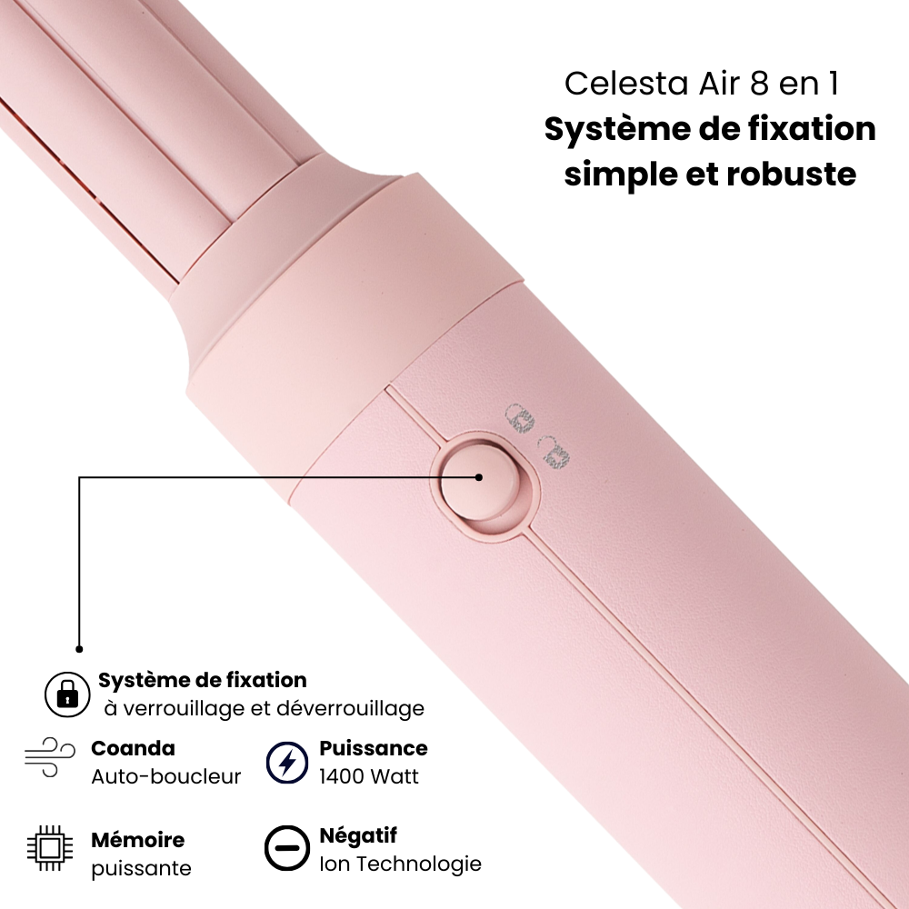 Cromos | Sèche-Cheveux AirStyler 8-en-1 Rose – Celesta