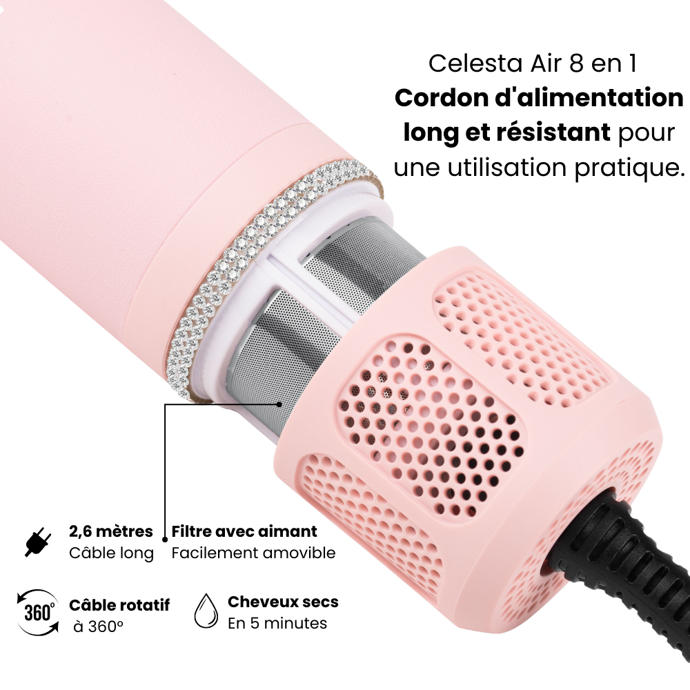 Cromos | Sèche-Cheveux AirStyler 8-en-1 Rose – Celesta