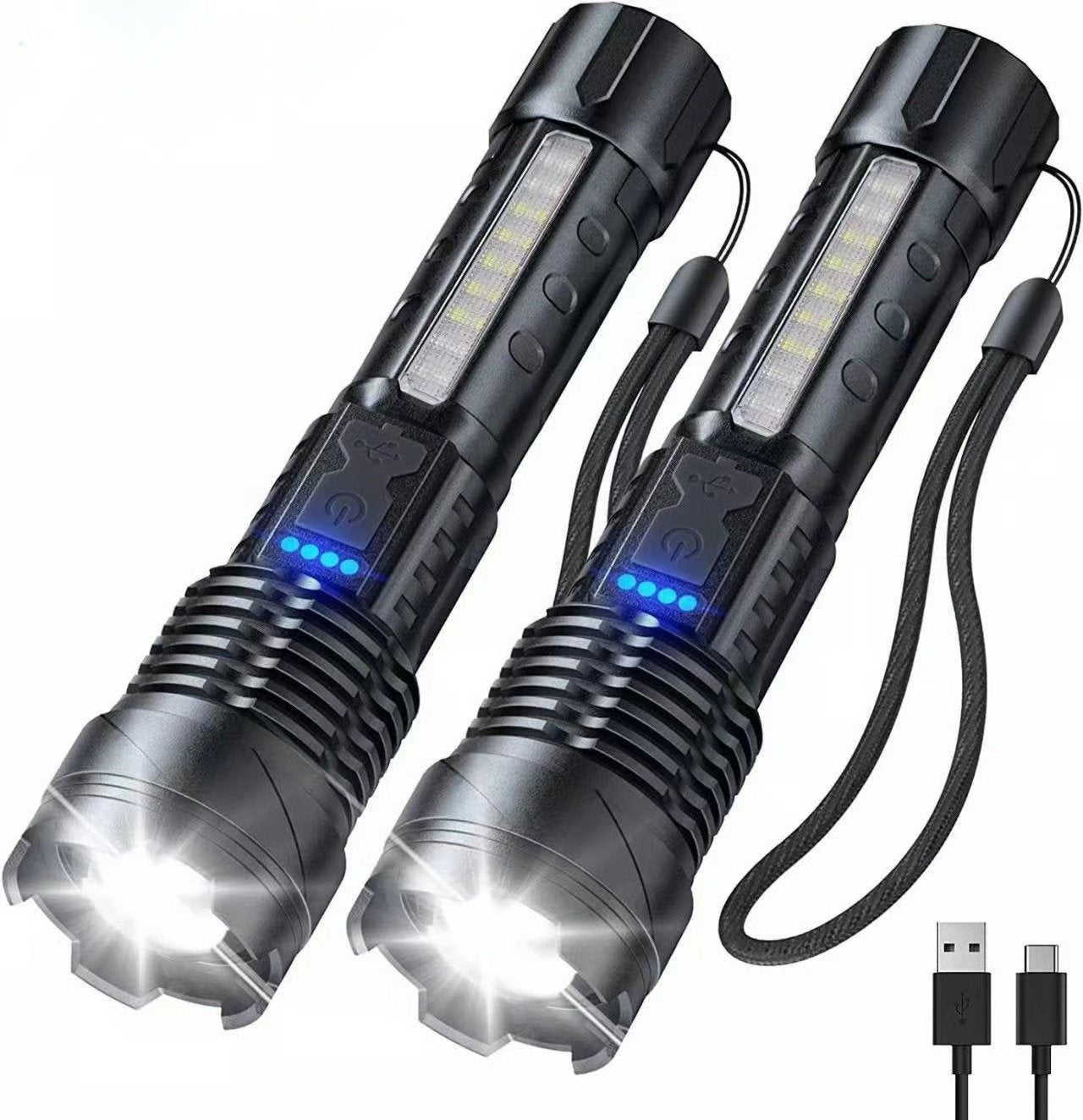 Lampe de poche laser blanche avec éclairage extérieur et lumière de travail latérale COB | Cromos