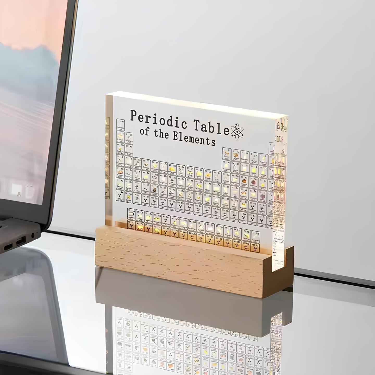 Cromos | Tableau périodique lumineux Elementa avec éléments réels – décoration scientifique LED éducative