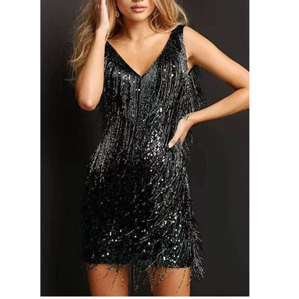 Cromos | Robe à Paillettes avec Franges Élégantes – Celina