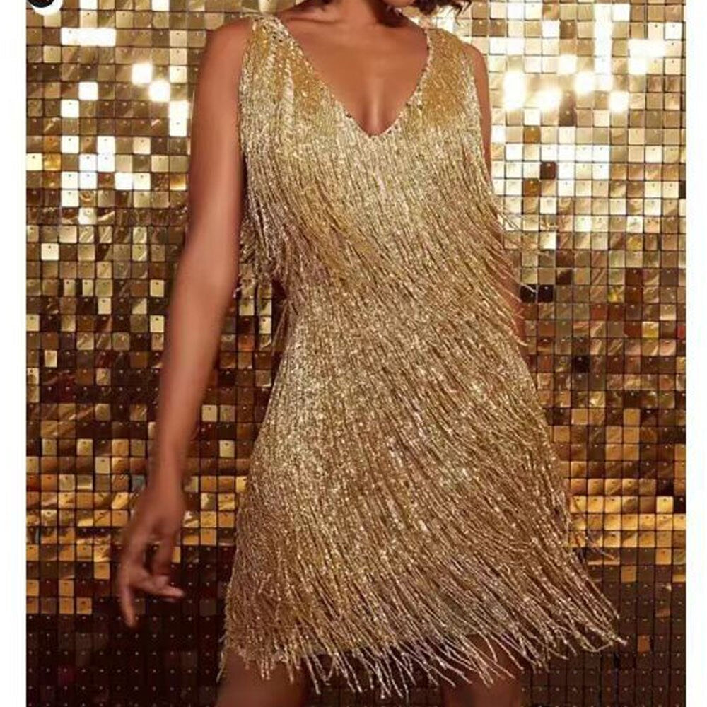 Cromos | Robe à Paillettes avec Franges Élégantes – Celina