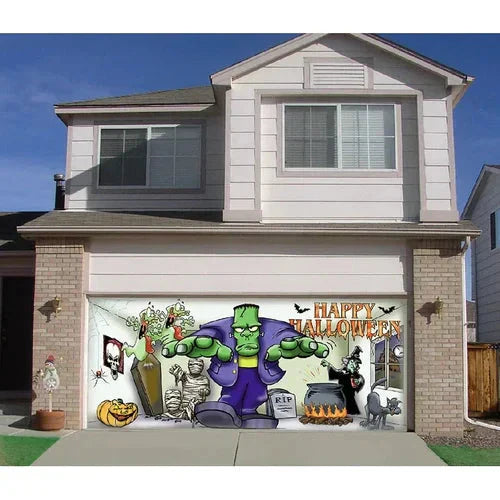 Cromos | Décoration de Porte de Garage Halloween – Housse Décorative Festive Effet Hanté pour Garage