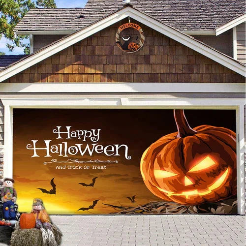 Cromos | Décoration de Porte de Garage Halloween – Housse Décorative Festive Effet Hanté pour Garage