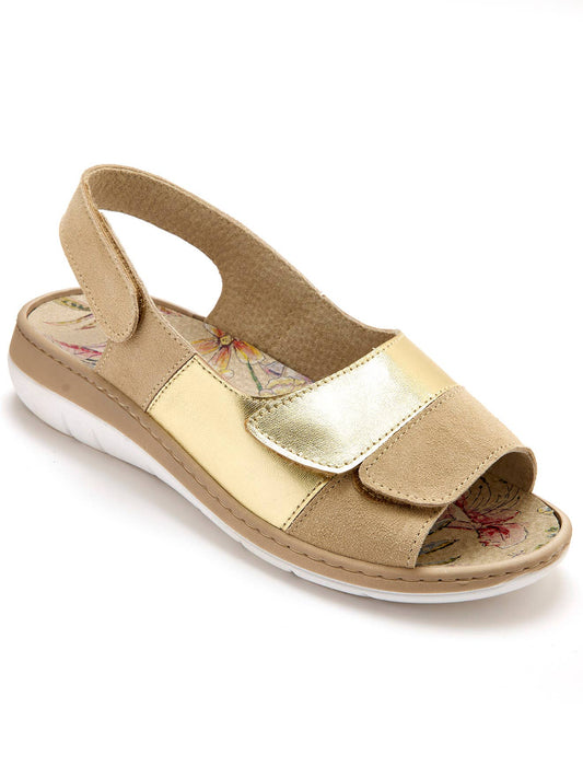 Sandales Cromos en cuir véritable avec fermeture Velcro et détails dorés