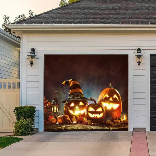 Cromos | Décoration de Porte de Garage Halloween – Housse Décorative Festive Effet Hanté pour Garage