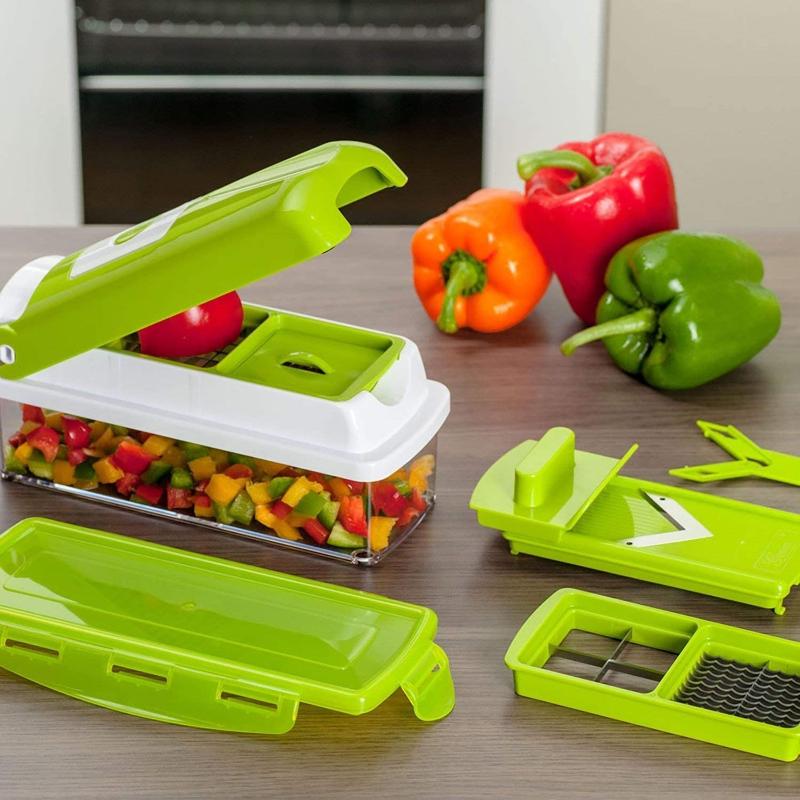 Cromos | Coupe-légumes multifonction 12-en-1 SlicePro – trancheur et hachoir cuisine polyvalent