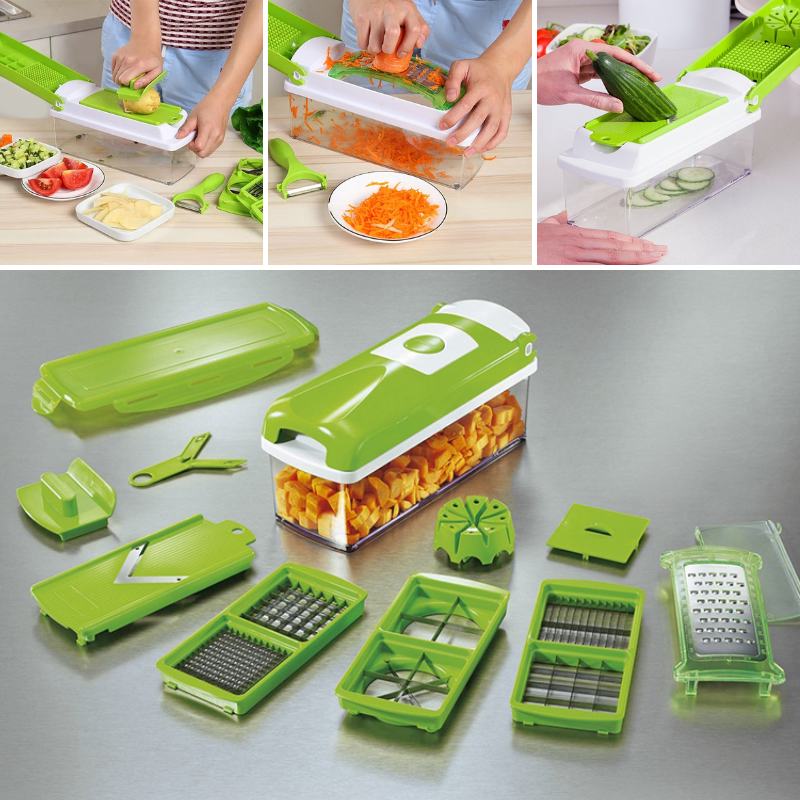 Cromos | Coupe-légumes multifonction 12-en-1 SlicePro – trancheur et hachoir cuisine polyvalent