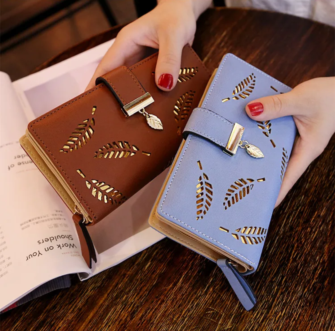 Cromos | Portefeuille en cuir à feuilles dorées élégant design raffiné luxe moderne