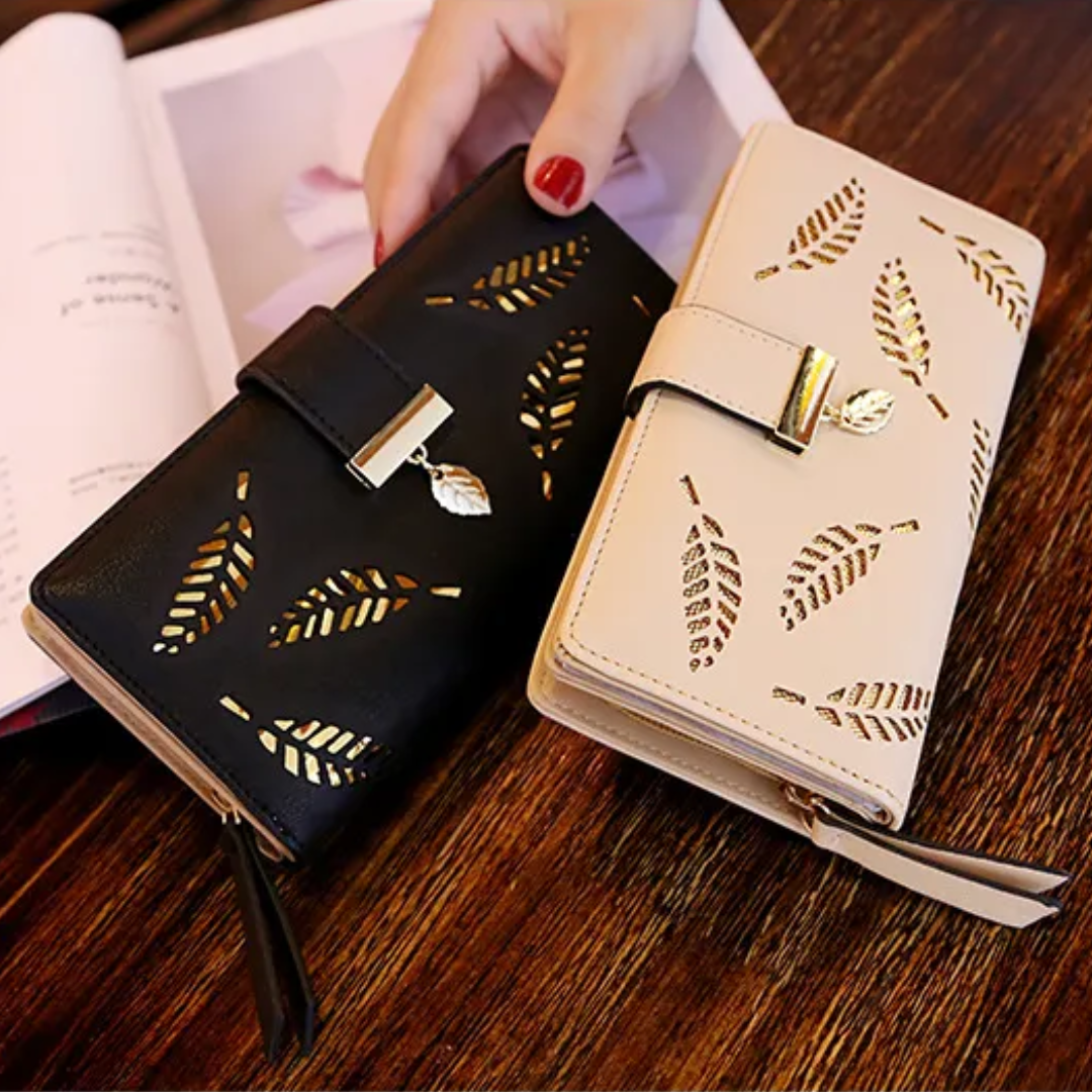 Cromos | Portefeuille en cuir à feuilles dorées élégant design raffiné luxe moderne