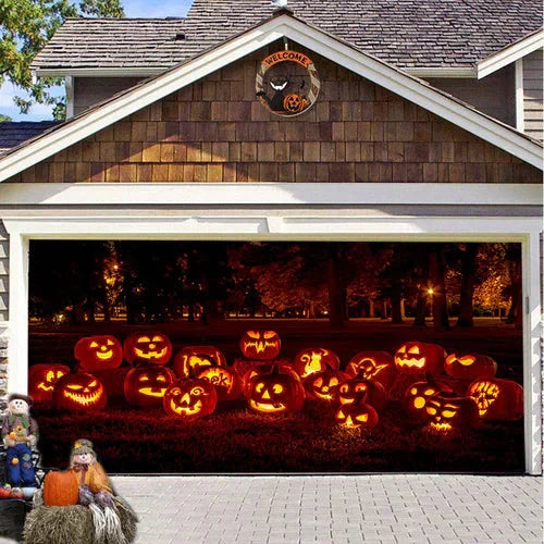 Cromos | Décoration de Porte de Garage Halloween – Housse Décorative Festive Effet Hanté pour Garage