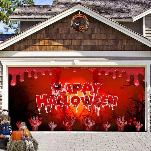 Cromos | Décoration de Porte de Garage Halloween – Housse Décorative Festive Effet Hanté pour Garage