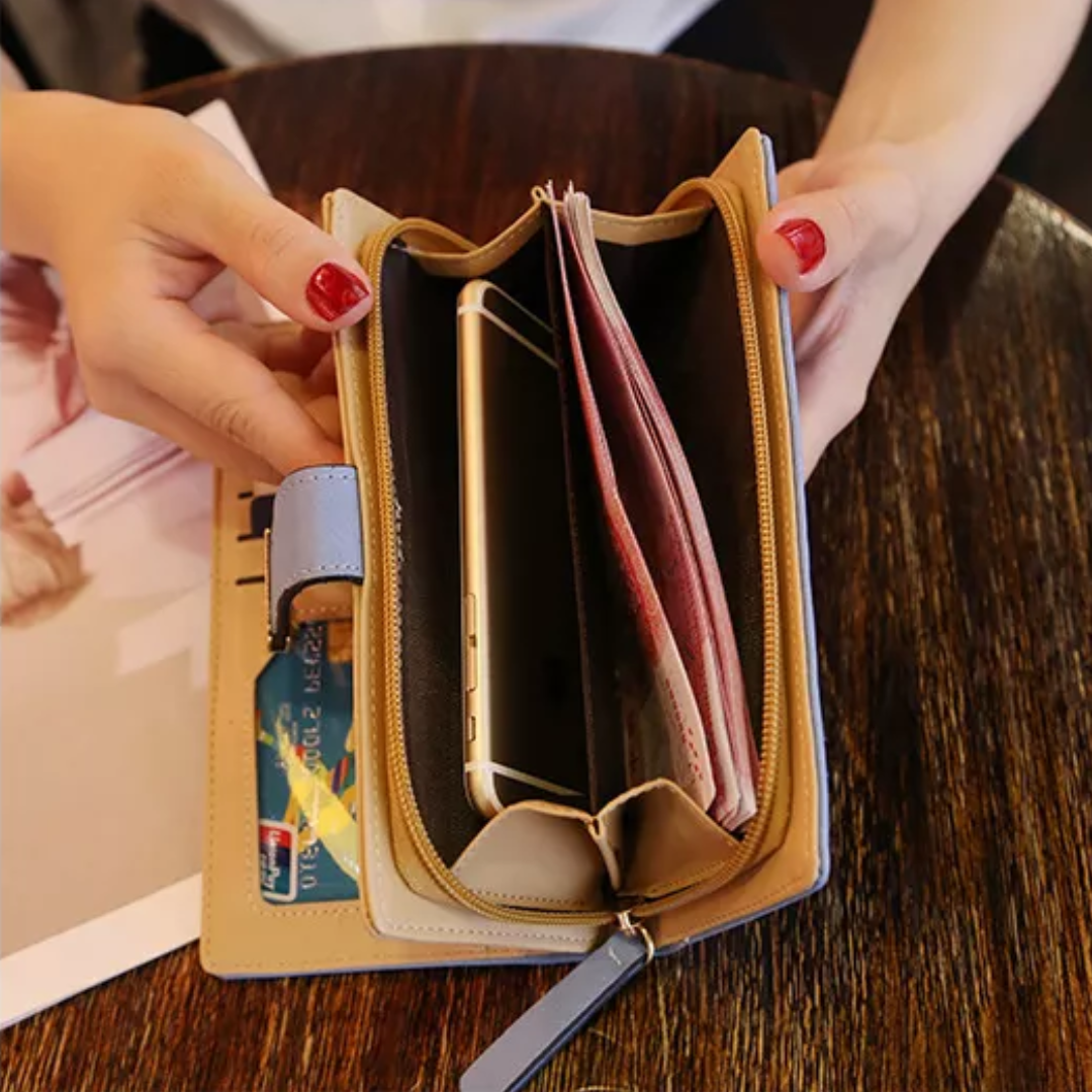 Cromos | Portefeuille en cuir à feuilles dorées élégant design raffiné luxe moderne
