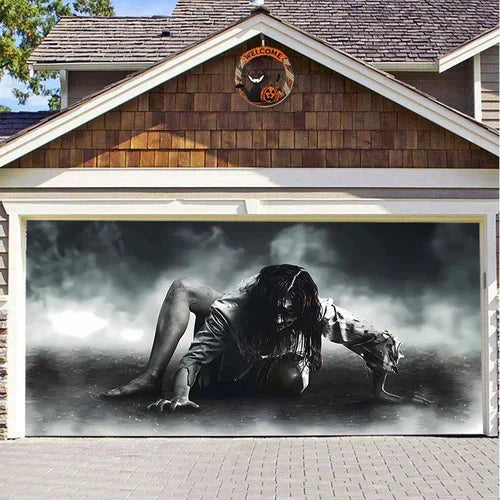 Cromos | Décoration de Porte de Garage Halloween – Housse Décorative Festive Effet Hanté pour Garage