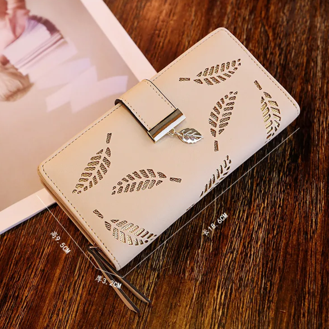 Cromos | Portefeuille en cuir à feuilles dorées élégant design raffiné luxe moderne