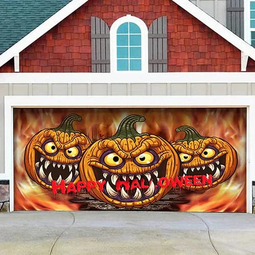 Cromos | Décoration de Porte de Garage Halloween – Housse Décorative Festive Effet Hanté pour Garage